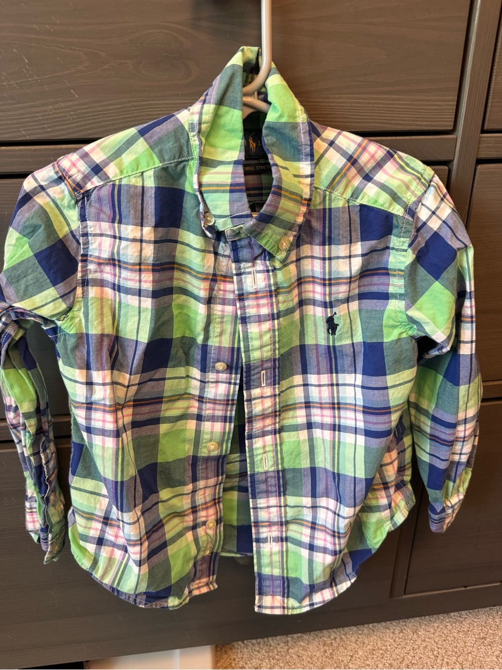 Ralph Lauren Blue, Green & White Plaid Button-Down Shirt